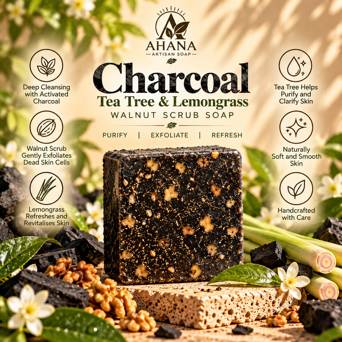 AHANA Midnight & Mint Duo — Charcoal & Blue Mint Soaps