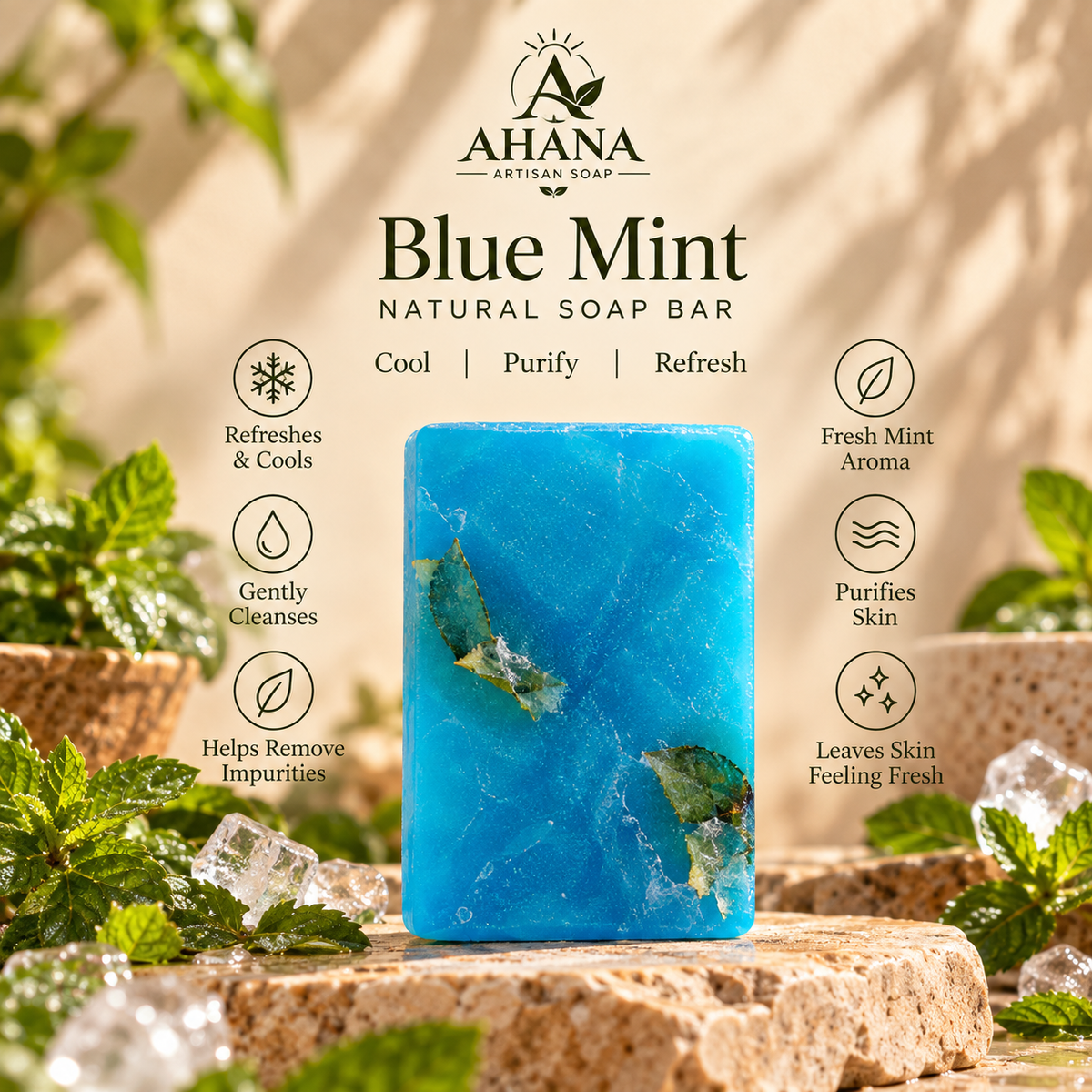 AHANA Midnight & Mint Duo — Charcoal & Blue Mint Soaps