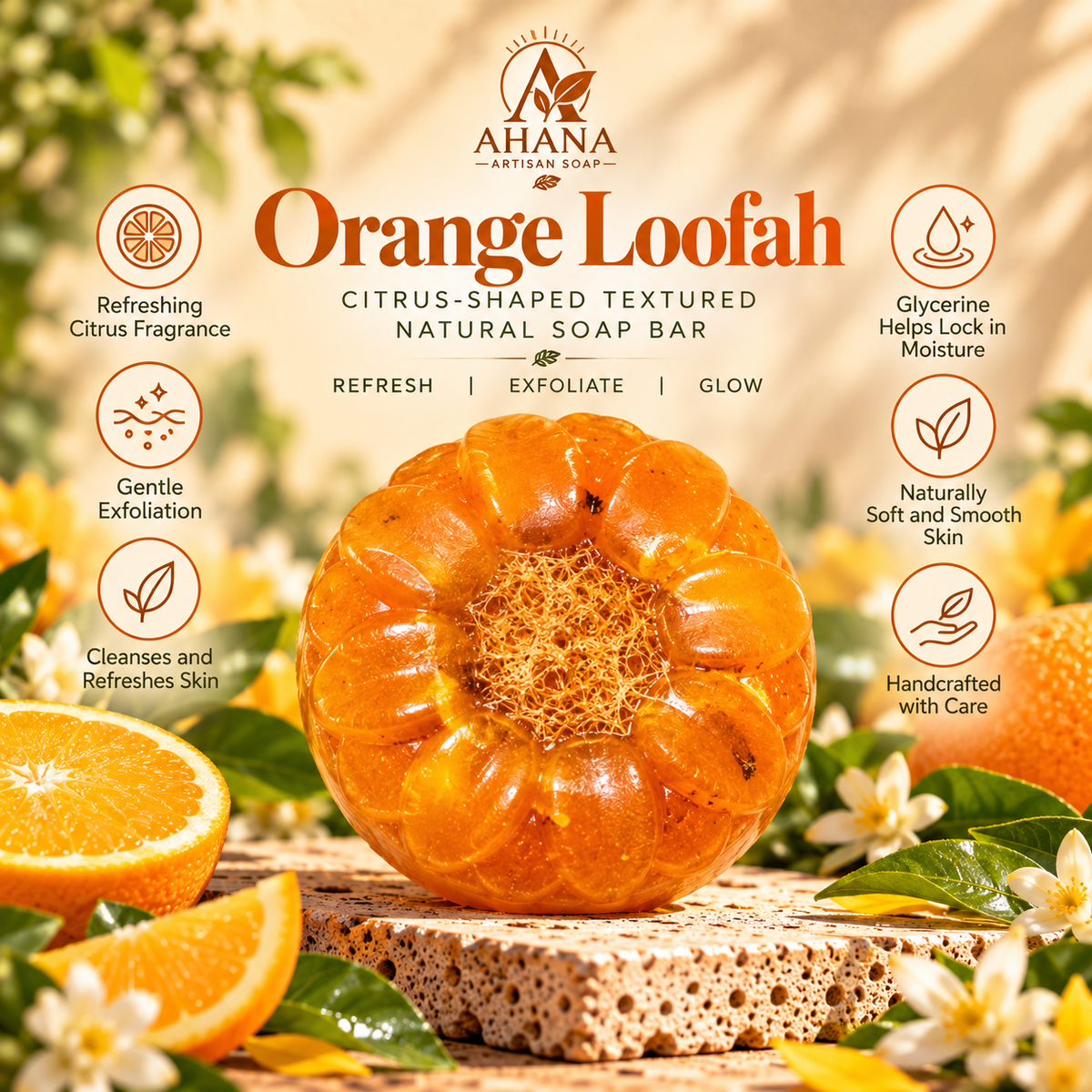 AHANA Citrus Fresh Duo — Citrus Honey & Orange Loofah Soaps