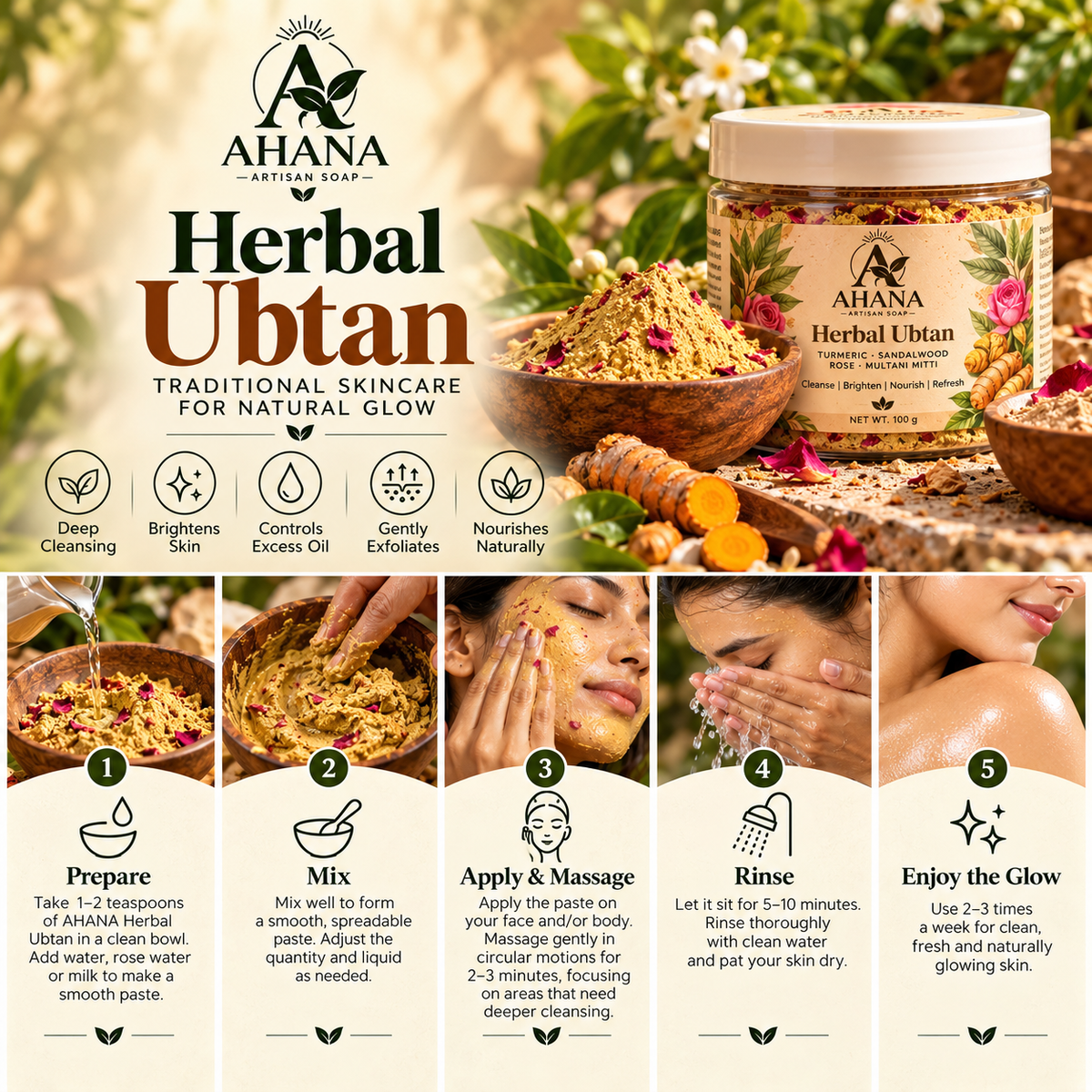 AHANA Ubtan & Rose Ritual — Ubtan & Rose Milk Soap