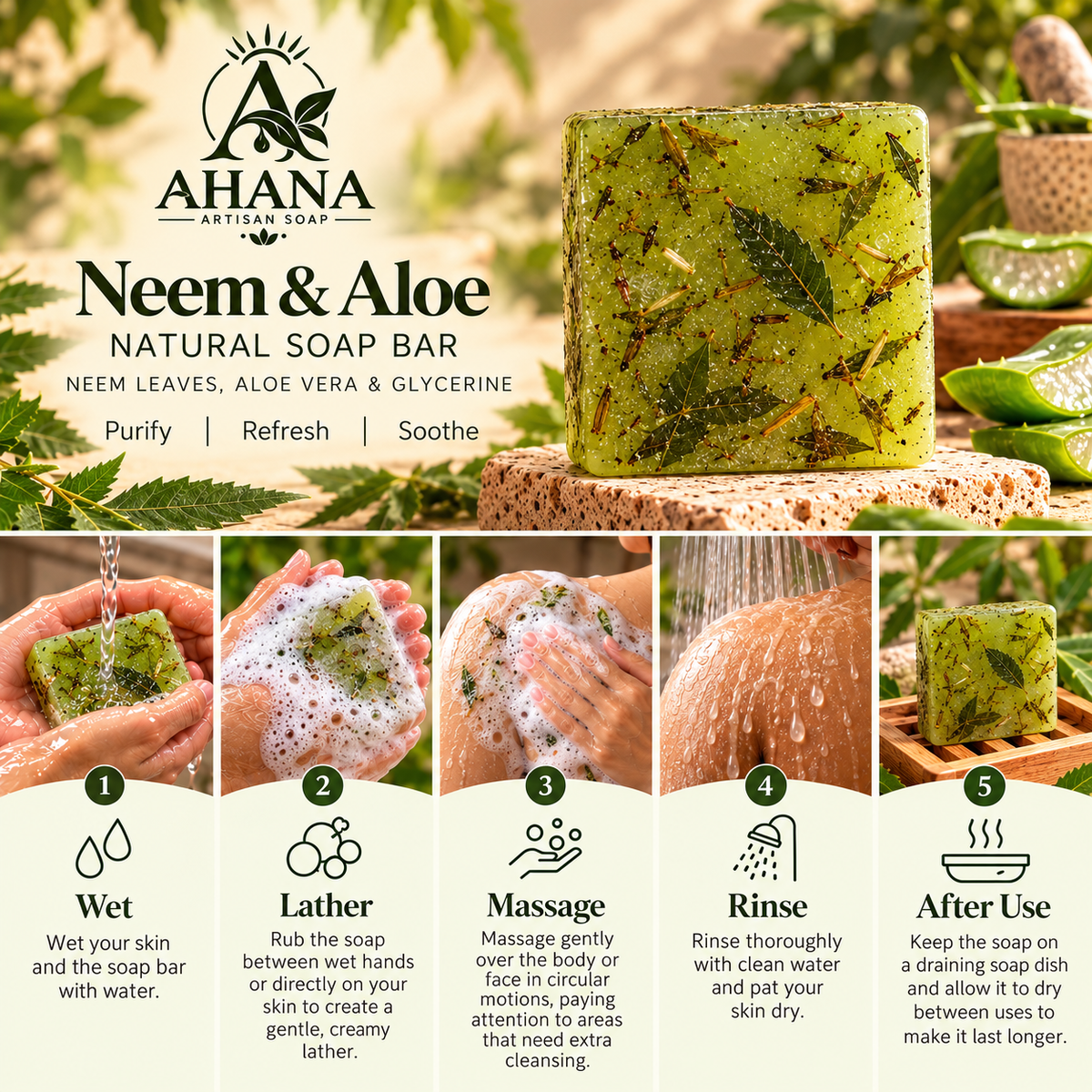 AHANA Botanical Duo — Neem & Aloe + Sunlit Botanica Soaps