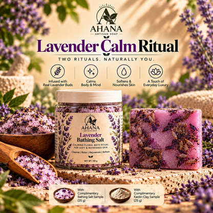 AHANA Lavender Calm Ritual — Lavender Dusk Soap & Lavender Bathing Salt