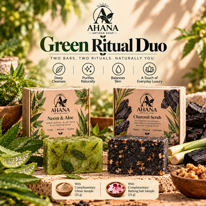 AHANA Green Ritual Duo — Neem & Aloe and Charcoal Soaps