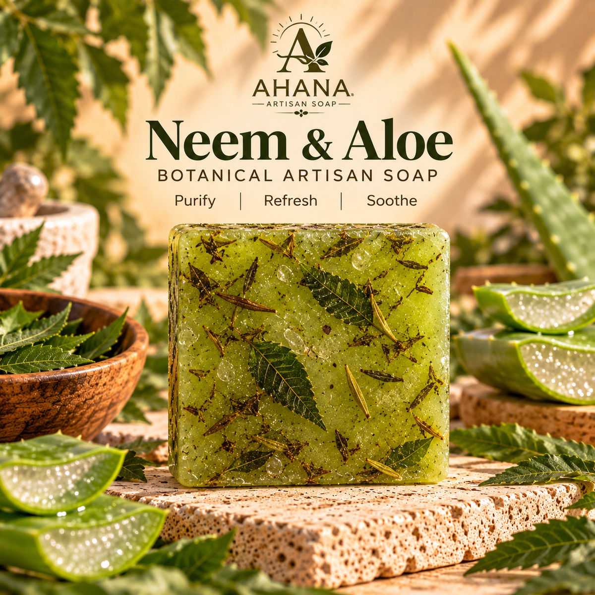 AHANA Neem & Aloe — Botanical Artisan Soap