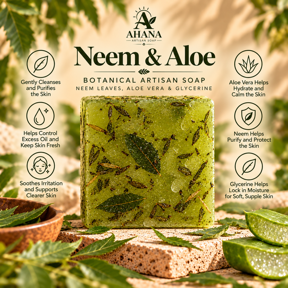 AHANA Botanical Duo — Neem & Aloe + Sunlit Botanica Soaps