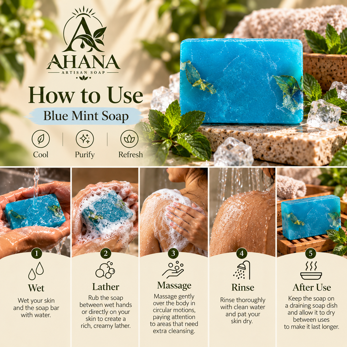 AHANA Blue Mint — Menthol & Butterfly Pea Artisan Soap